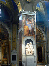 「預言者イザヤ」のフレスコ画(ラファエロ)と「出産の聖母」の彫刻(ヤコボ・サンソヴィーノ)